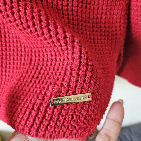 Michael Kors Women's Red Cowl Neck Chunky Knit Sweater Size XL. - Picture 5 of 9
